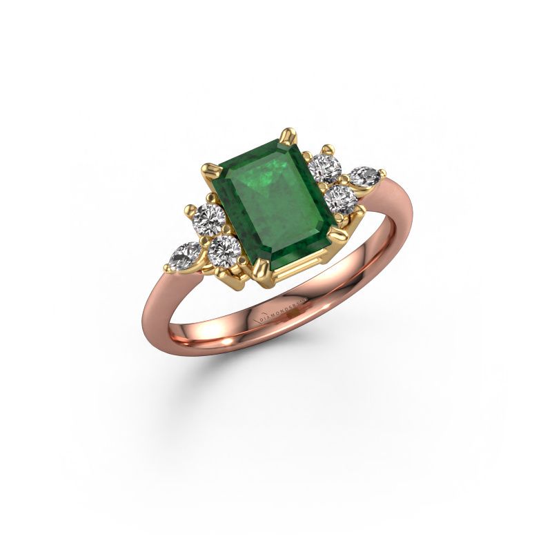 Ring Sade 585 rose gold emerald 8x6 mm