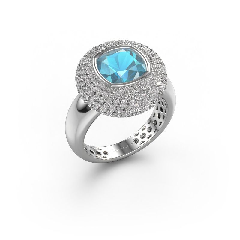 Bague Keshia 950 platine topaze bleue 8 mm