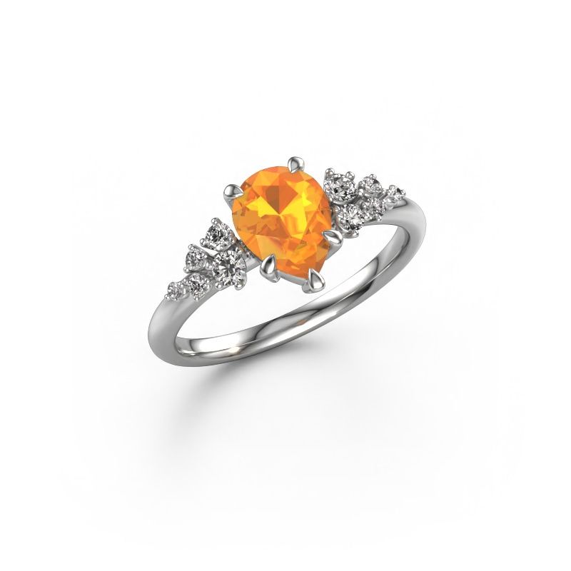 Ring Royce PER 585 white gold citrin 8x6 mm