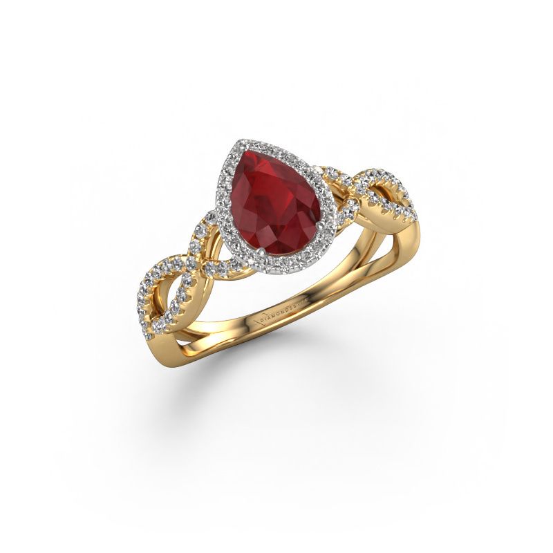 Verlobungsring Dionne pear 585 Gold Rubin 7x5 mm