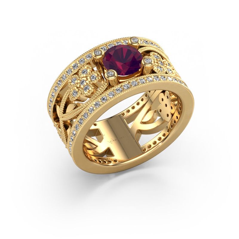 Ring Severine 585 goud rhodoliet 6 mm