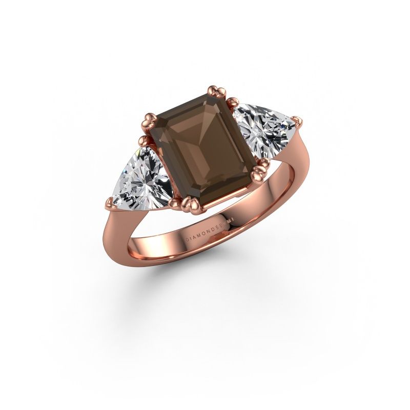 Verlobungsring Paula 585 Roségold Rauchquarz 9x7 mm