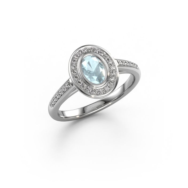 Verlobungsring Noud 2 OVL 585 Weißgold Aquamarin 6x4 mm