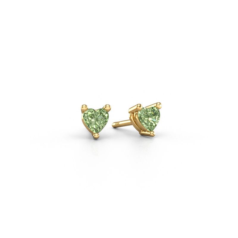 Stud earrings Garnet 585 gold green lab grown diamond 4 mm
