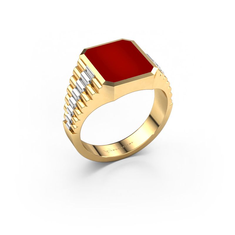 Signet ring Brent 2 585 gold carnelian 12x10 mm