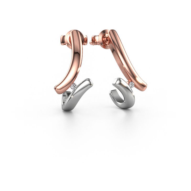 Boucles d'oreilles Amy 585 or rose diamant 0.015 crt