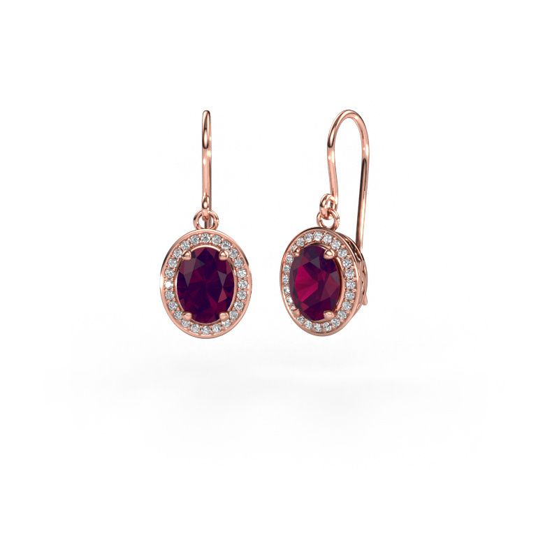 Pendants d'oreilles Latesha 585 or rose rhodolite 7x5 mm