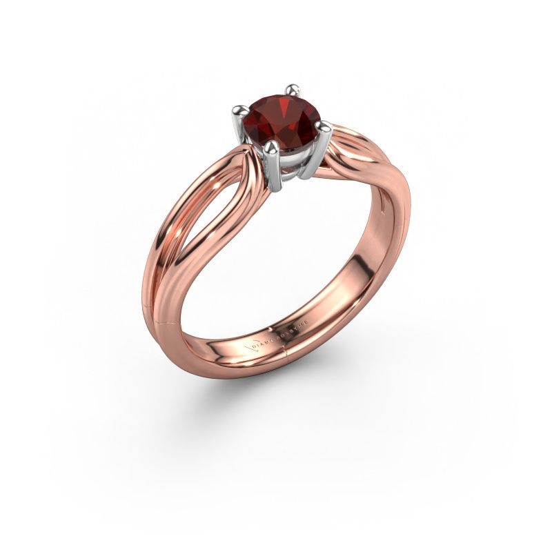 Verlobungsring Antonia rnd 1 585 Roségold Granat 5 mm