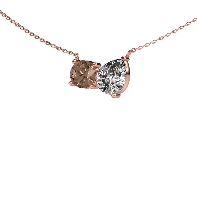 Pendant Toi et Moi RND PER 585 rose gold brown diamond 2.50 crt