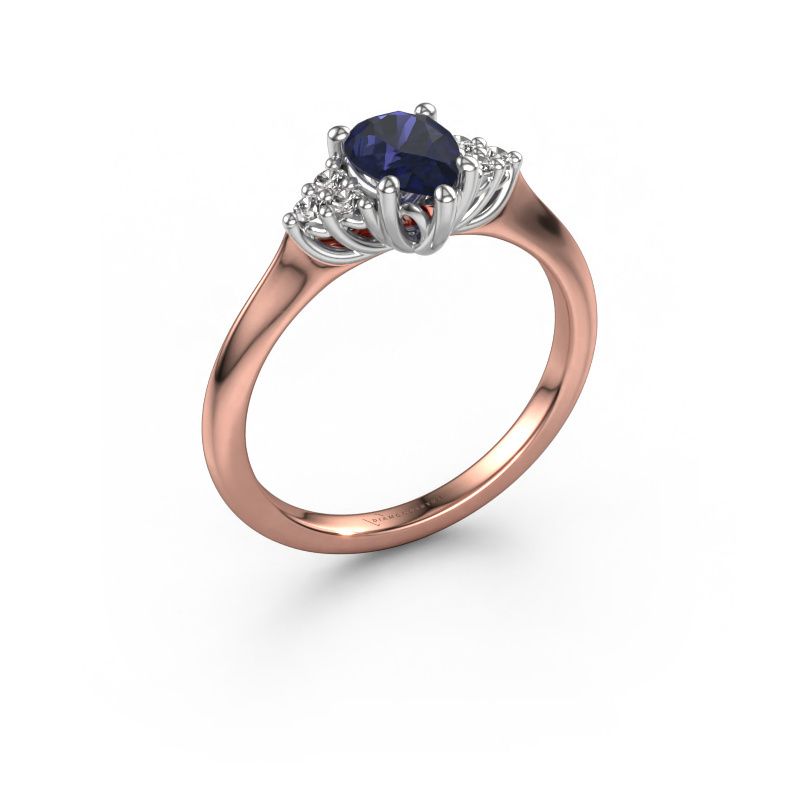Engagement ring Felipa PER 585 rose gold sapphire 7x5 mm