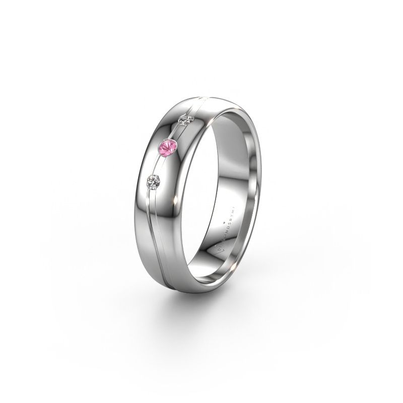 Friendship ring WH0907L35X 585 white gold pink sapphire ±5x1.4 mm