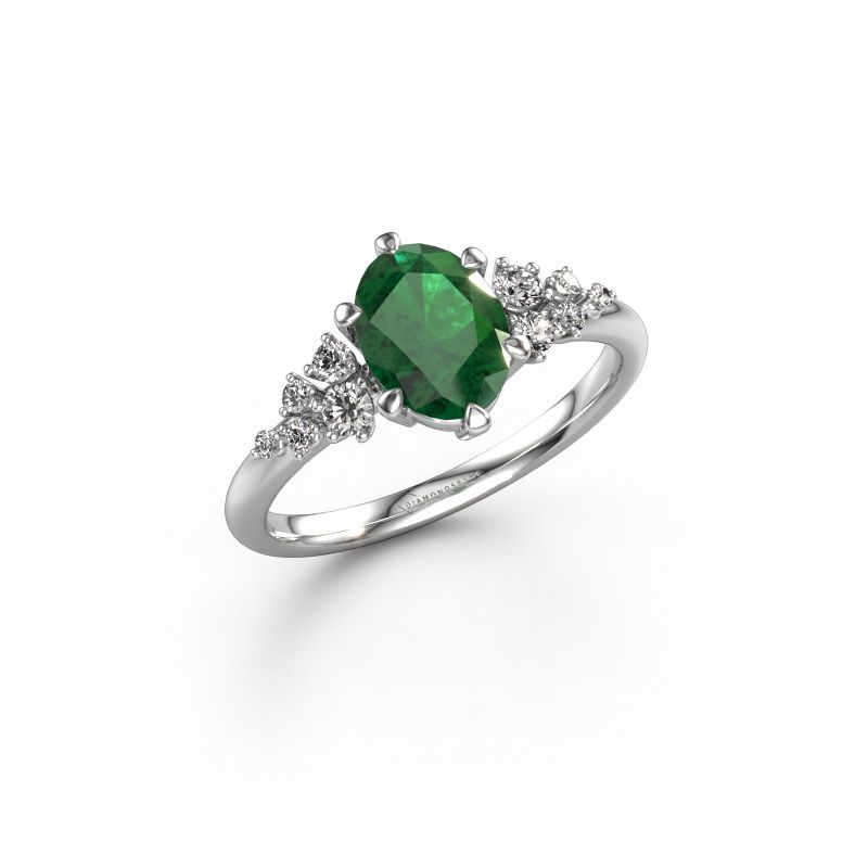Engagement ring Royce OVL 585 white gold emerald 8x6 mm