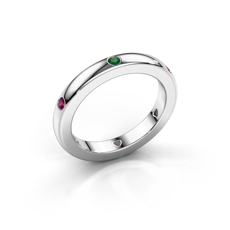 Image of Stackable ring Charla 950 platinum emerald 2 mm