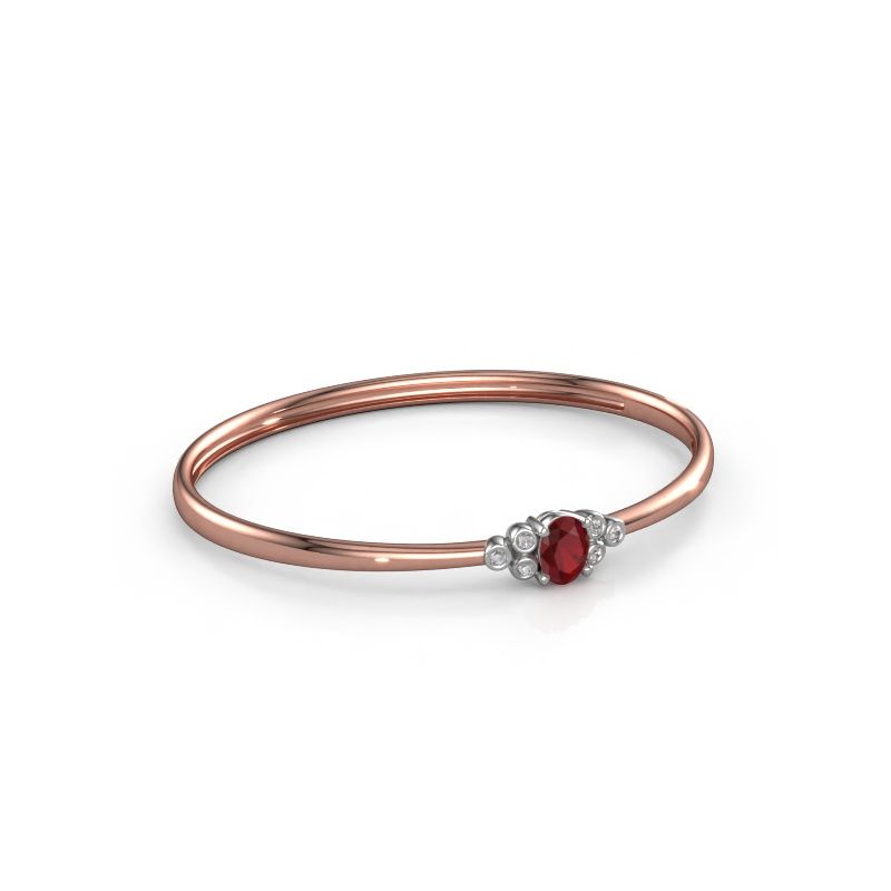 Bracelet jonc Lucy 585 or rose rubis 8x6 mm