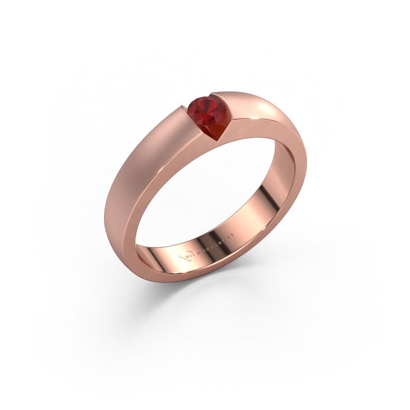 Bague de fiançailles Theresia 585 or rose rubis 3.4 mm