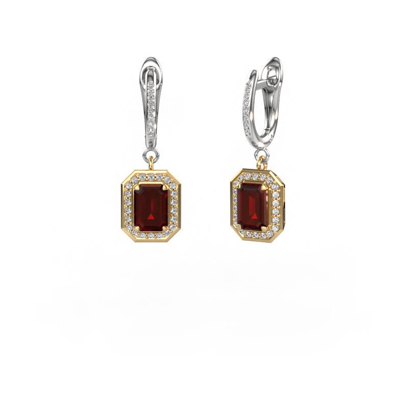 Pendientes colgantes Dodie 2 585 oro granate 6.5x4.5 mm