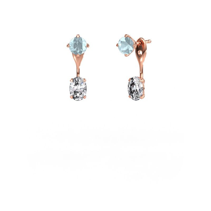 Ohrhänger Kate RND-OVL 585 Roségold Aquamarin 5 mm