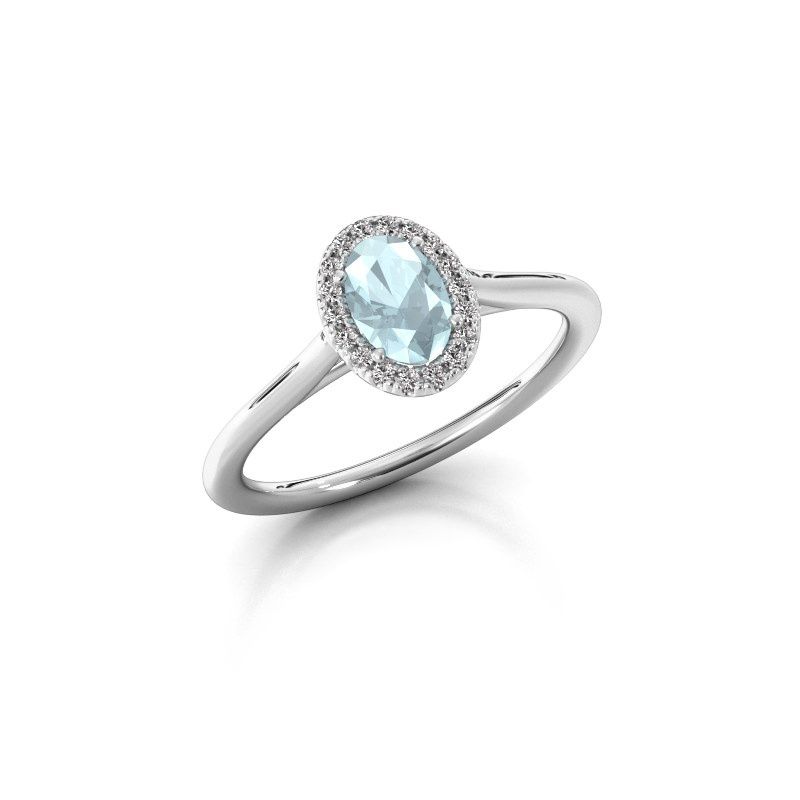 Image of Engagement ring seline ovl 1<br/>585 white gold<br/>Aquamarine 6x4 mm