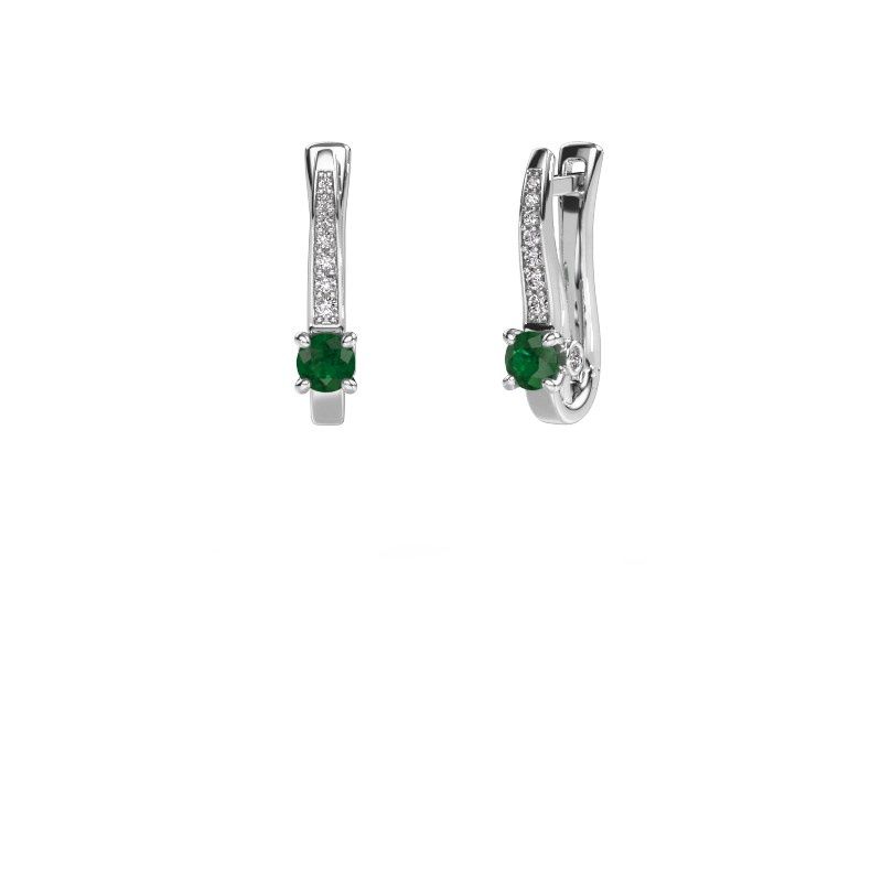Image of Earrings Valorie 950 platinum emerald 4 mm