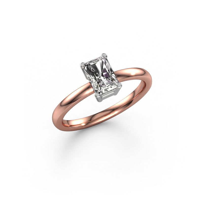 Engagement ring Denita 1 RAD 585 rose gold custom diamond 6.5x4.5 mm
