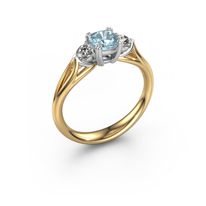 Engagement ring Amie cus 585 gold blue lab grown diamond 5 mm