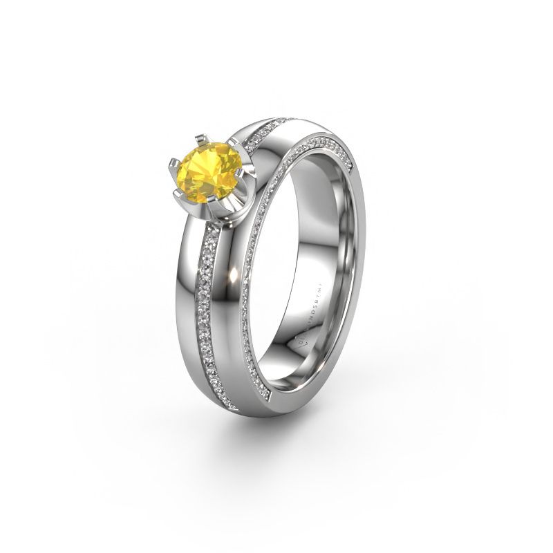 Bague de mariage WH0416L25E 585 or blanc saphir jaune ±5 x 2,6 mm