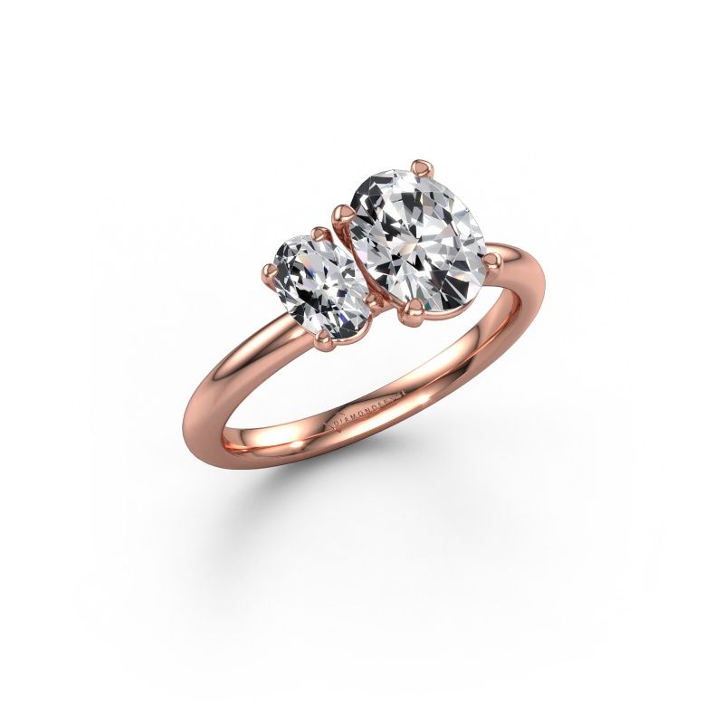 Engagement ring Toi et Moi OVL-OVL 585 rose gold lab grown diamond 1.50 crt