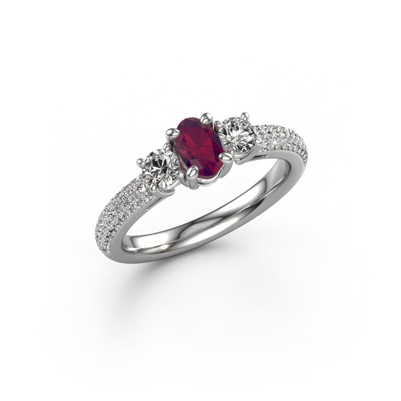 Engagement ring Marielle OVL 950 platinum rhodolite 6.5x4.5 mm