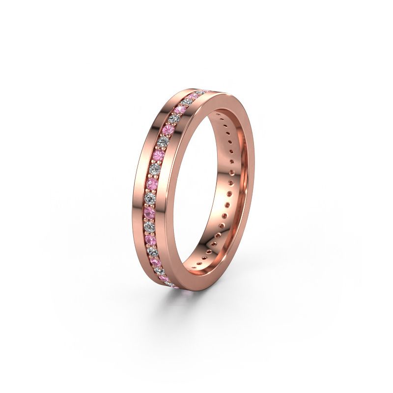 Wedding ring WH0103L14BP 585 rose gold pink sapphire 1.3 mm ±4x2 mm