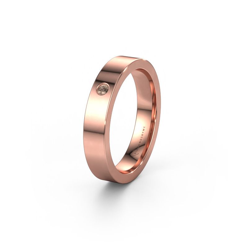 Huwelijksring WH0101L14BP 585 rosé goud bruine diamant ±4x2 mm