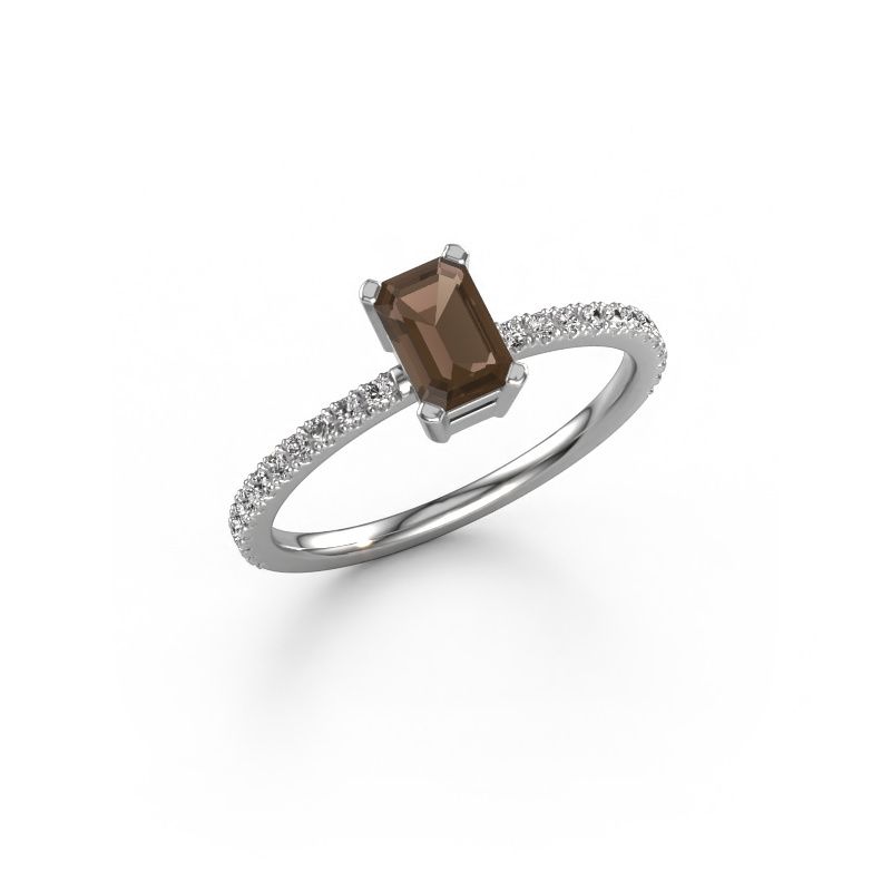 Engagement ring Denita 2 EME 950 platinum smokey quartz 6x4 mm