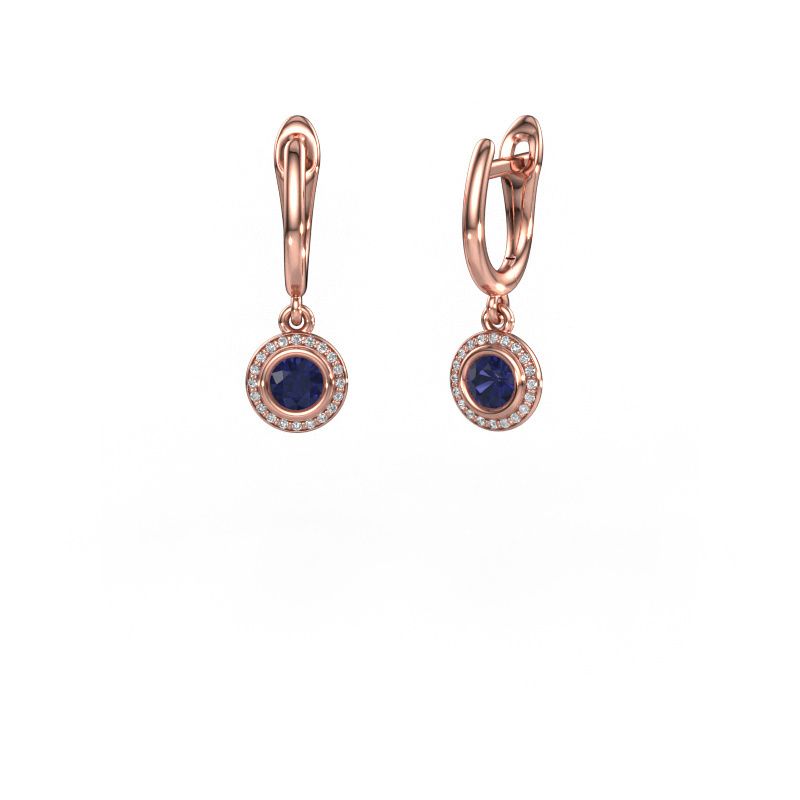 Drop earrings Noud RND 585 rose gold sapphire 4 mm