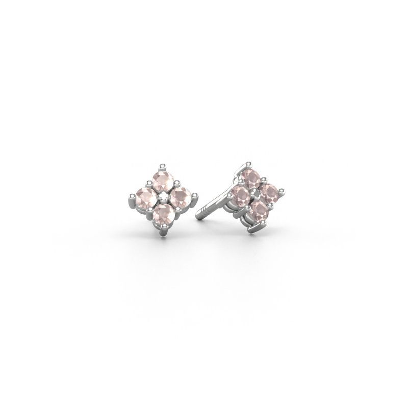 Clous d'oreilles Maryetta 585 or blanc champagne morganite 2 mm