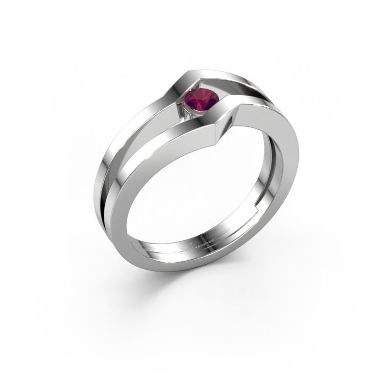 Bague Elize 585 or blanc rhodolite 3.4 mm