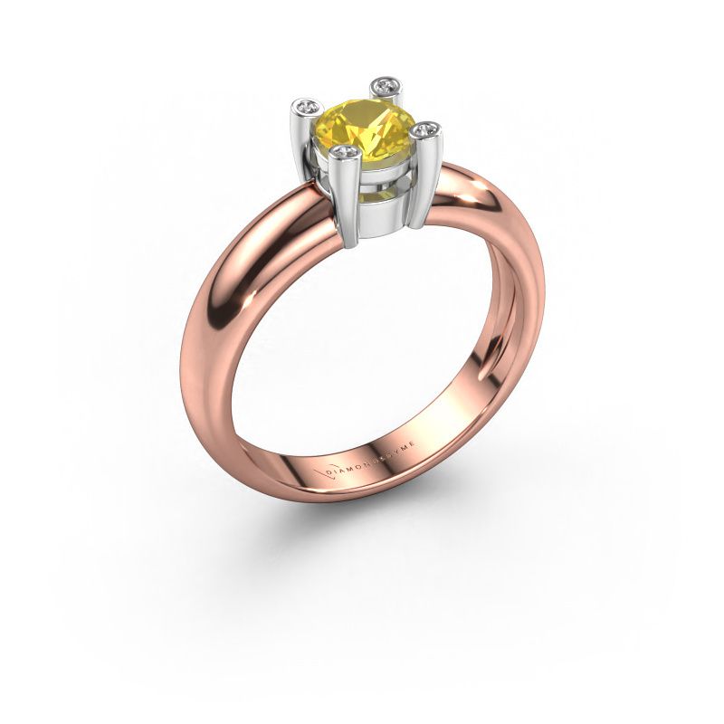 Ring Fleur 585 rose gold yellow sapphire 4.7 mm