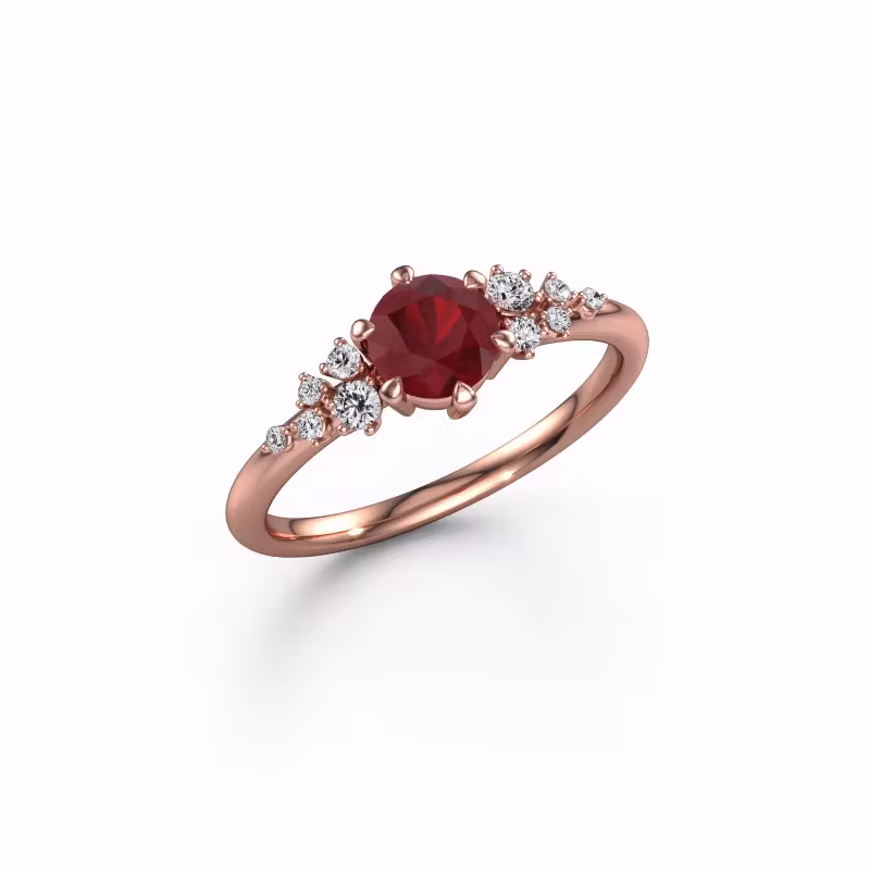 Ring Royce RND 585 rosé goud robijn 5.5 mm