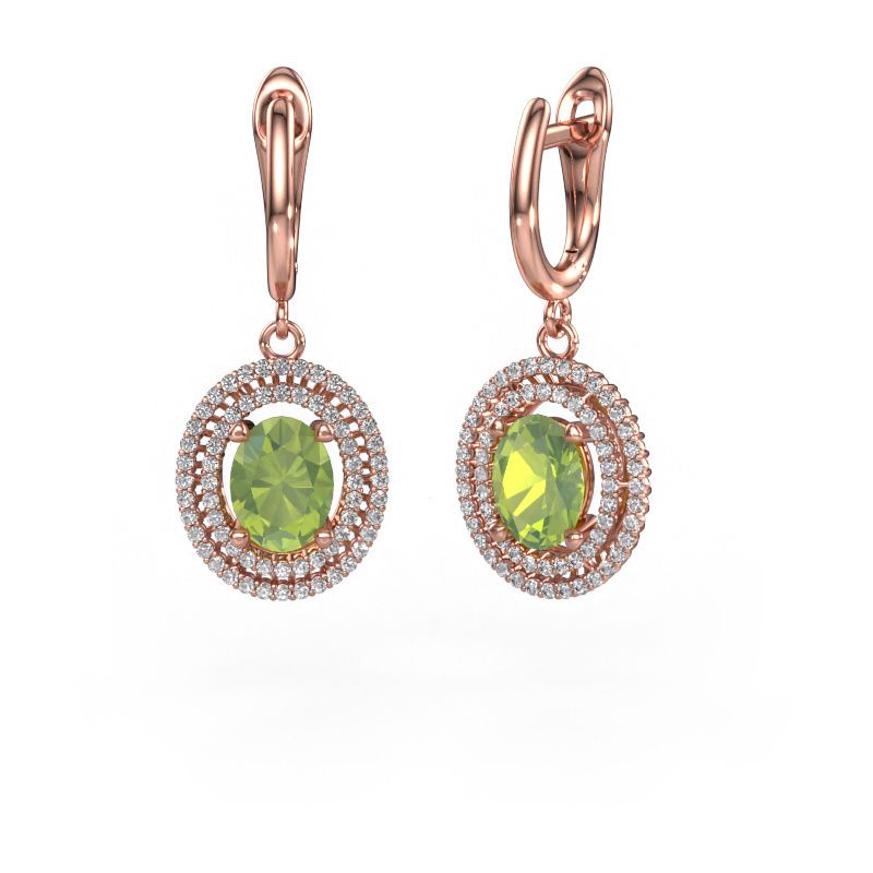 Drop earrings Karren 585 rose gold peridot 8x6 mm