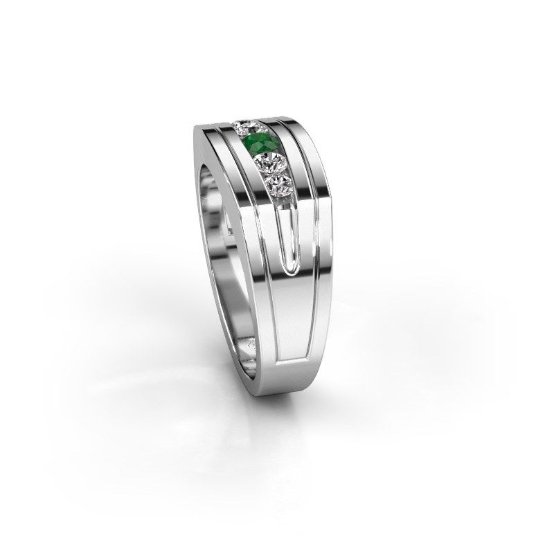 Image de Bague pour homme Huub<br/>585 or blanc<br/>Emeraude 3.7 mm