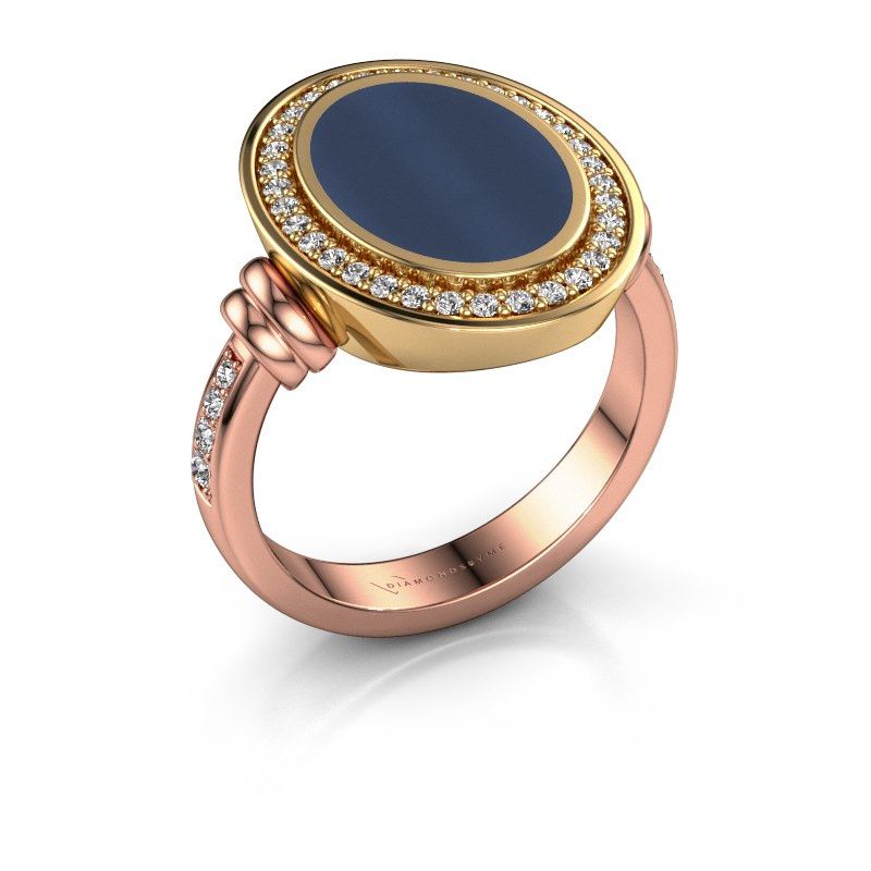 Image of Signet ring cristina<br/>585 rose gold<br/>Dark blue sardonyx 14x10 mm