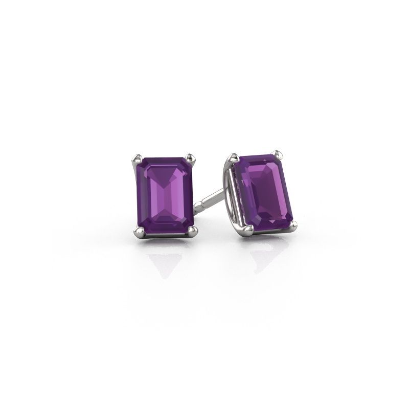 Stud earrings Sam EME 585 white gold amethyst 7x5 mm