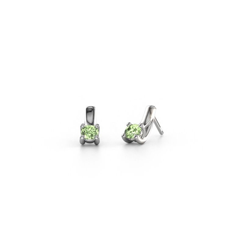 Earrings Mia 1 585 white gold green lab grown diamond 4.2 mm