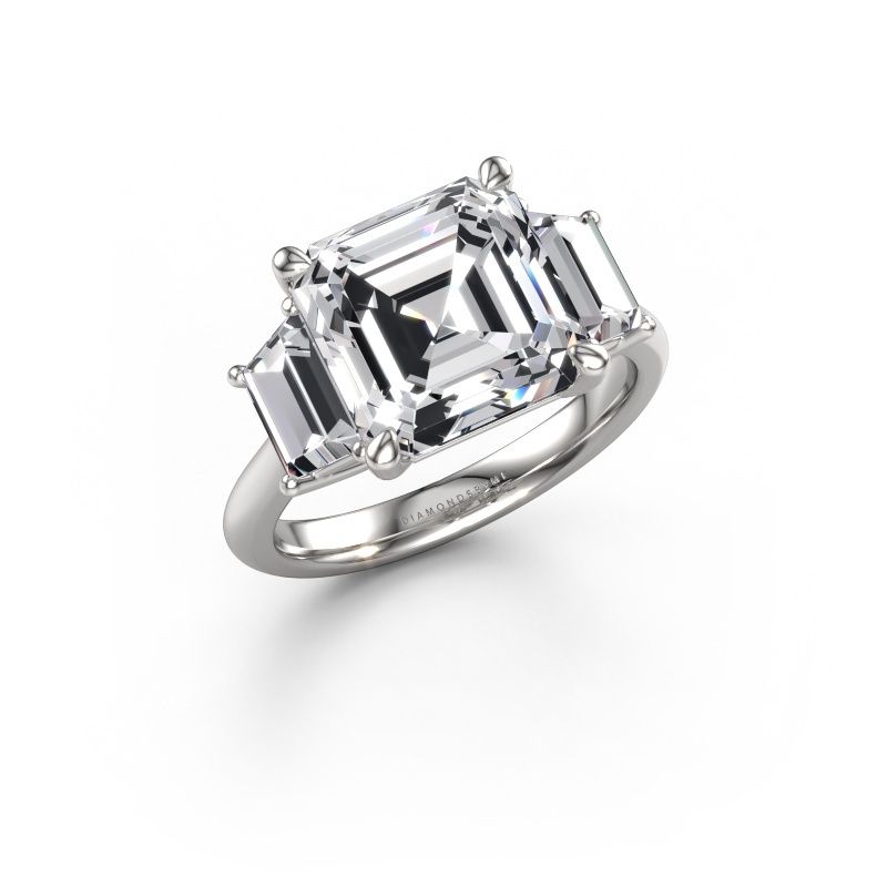 Engagement ring Maggie ASC 585 white gold lab grown diamond 6.62 crt