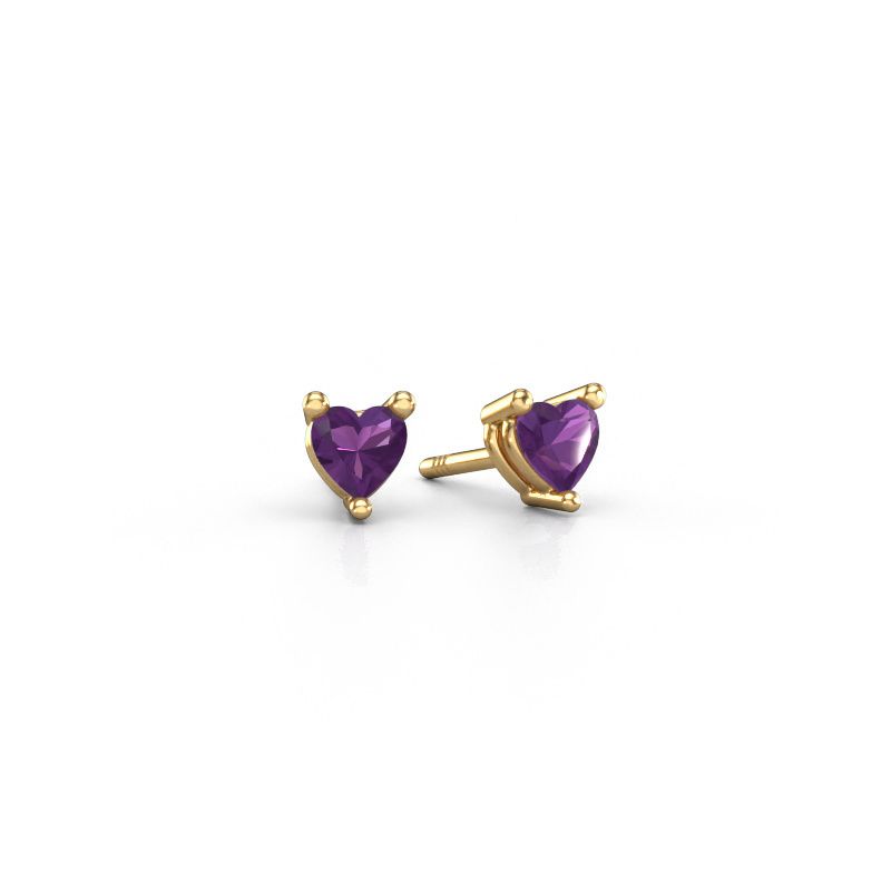Stud earrings Garnet 585 gold amethyst 4 mm