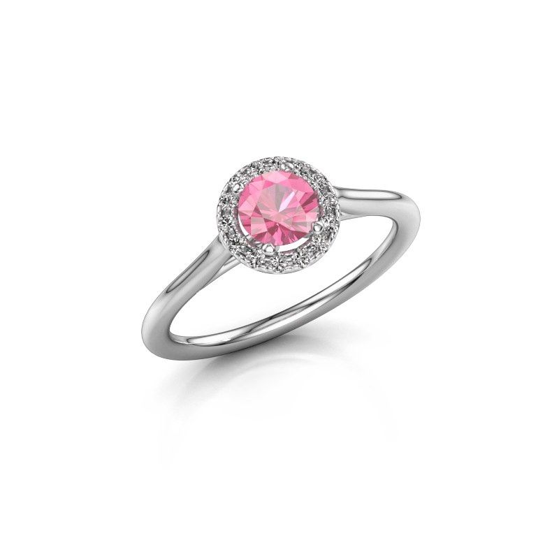Image of Engagement ring seline rnd 1<br/>585 white gold<br/>Pink sapphire 5 mm