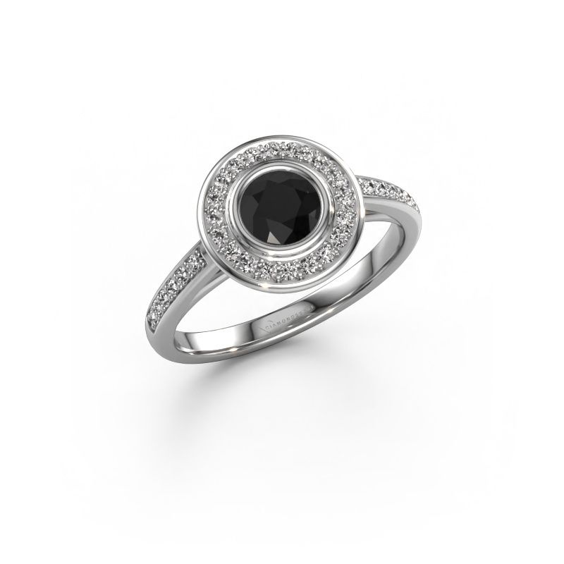 Engagement ring Noud 2 RND 585 white gold black diamond 0.824 crt