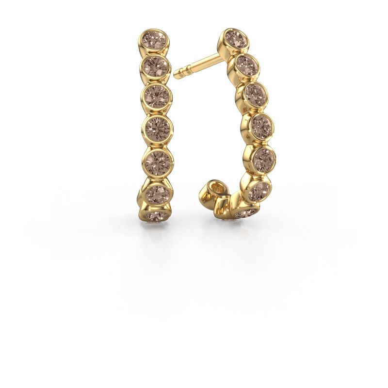 Clous d'oreilles Nova 585 or jaune diamant brun 0.810 crt