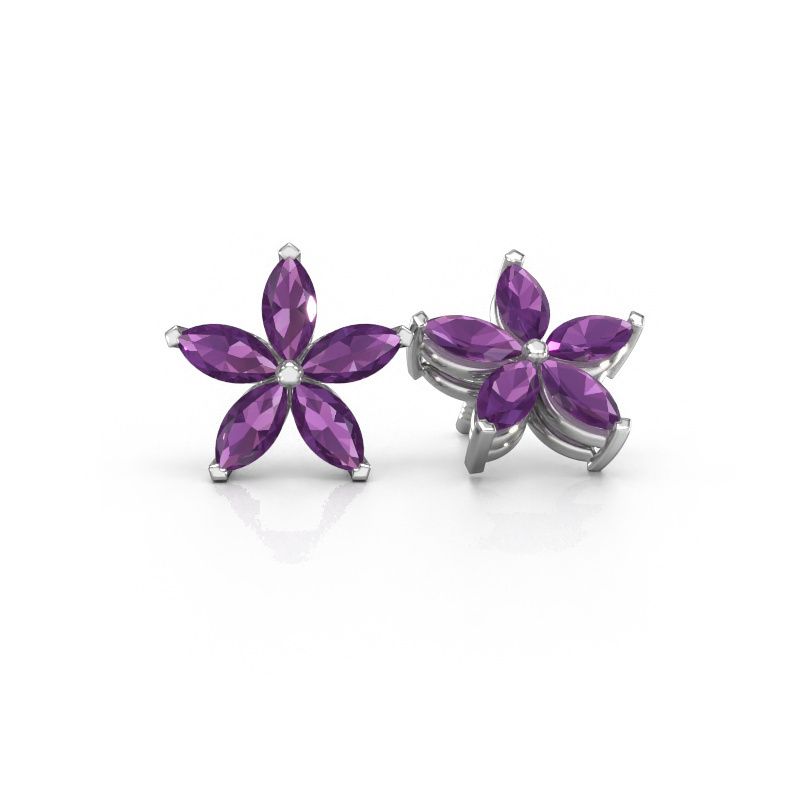 Stud earrings Sylvana 950 platinum amethyst 5x2.5 mm