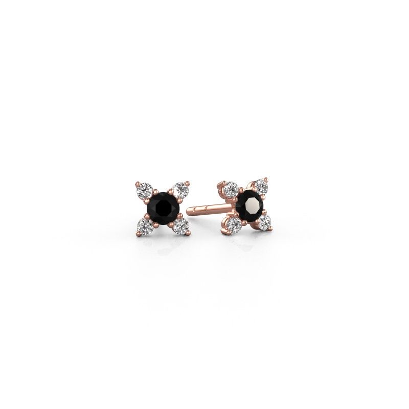 Oorbellen Nina 585 rosé goud zwarte diamant 0.44 crt