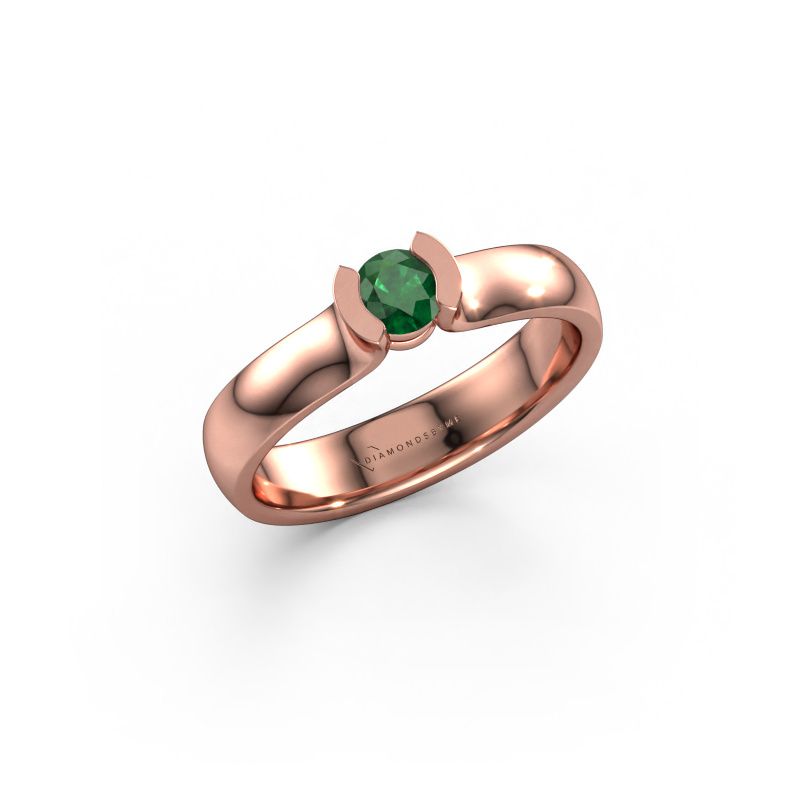 Ring Ophelia 585 rosé goud smaragd 4.2 mm