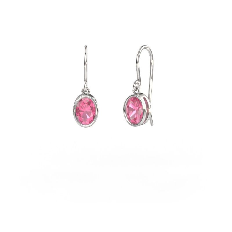 Earrings Lavon OVL 585 white gold pink sapphire 7x5 mm